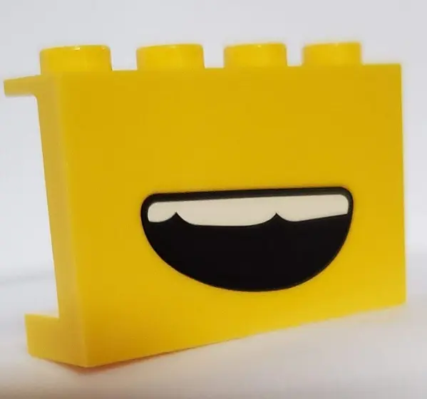 Yellow Panel 1 x 4 x 2 with Side Supports - Hollow Studs with Open Mouth Smile with Top Teeth Patter