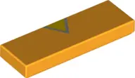Bright Light Orange Tile 1 x 3 with Yellow Triangle with Light Bluish Gray Border Pattern (BrickHead