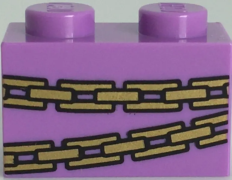 Medium Lavender Brick 1 x 2 with Gold Chains Pattern (BrickHeadz Belle Bottom Abdomen)