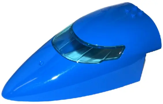 Blue Aircraft Fuselage Forward Top Curved 8 x 16 x 5 with Trans-Light Blue Glass