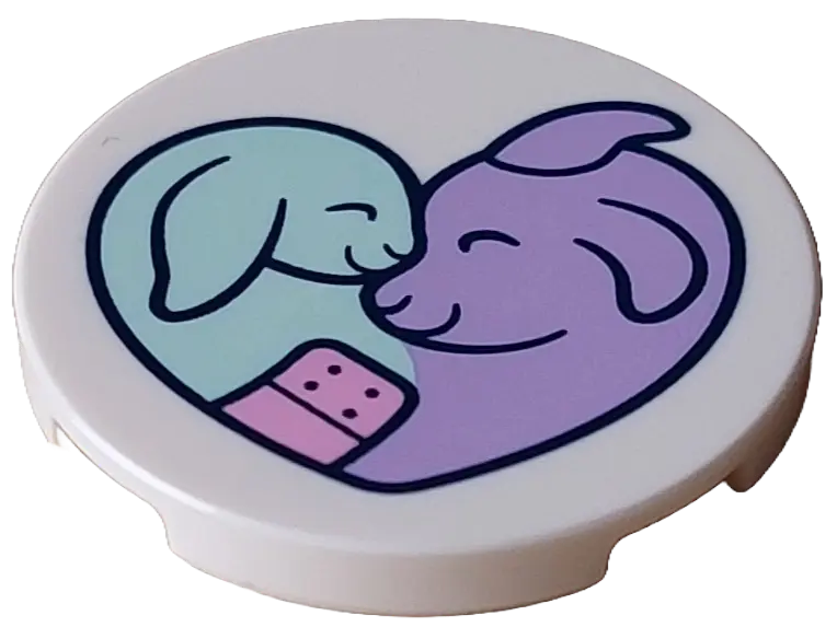 White Tile, Round 3 x 3 with Medium Lavender Goat, Light Aqua Baby and Bright Pink Bandage in Shape 