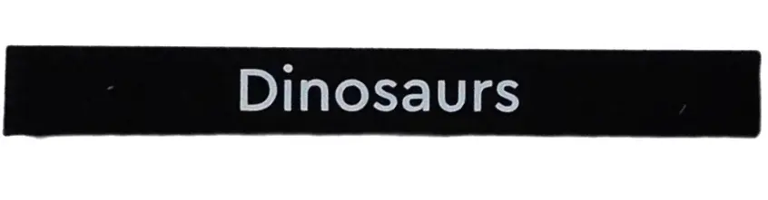 Black Tile 1 x 8 with 'Dinosaurs' Pattern
