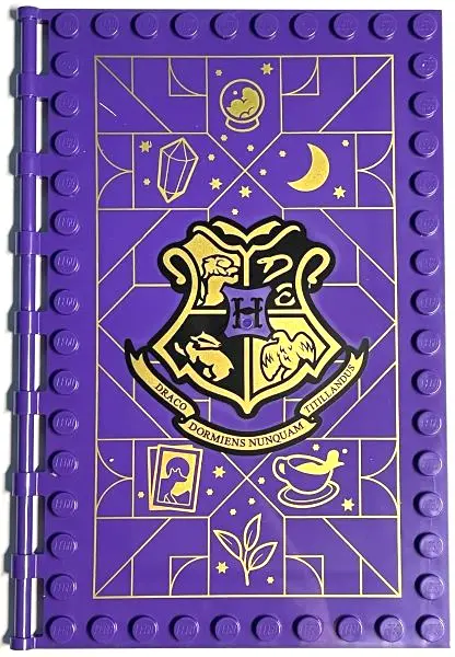 Dark Purple Tile, Modified 10 x 16 with Studs on Edges and Bar Handles with Hogwarts Divination Clas