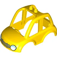 Yellow Duplo Car Body High Cab 2 Top Studs with White Headlights and Grille Guard Pattern