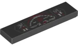 Black Tile 1 x 4 with Lamborghini Dashboard Gauges Pattern