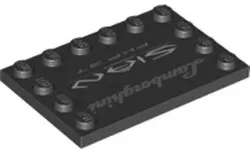 Black Tile, Modified 4 x 6 with Studs on Edges with 'Lamborghini Sian FKP 37' Pattern
