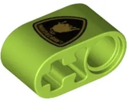 Lime Technic, Liftarm Thick 1 x 2 - Axle Hole with Lamborghini Bull Logo Pattern