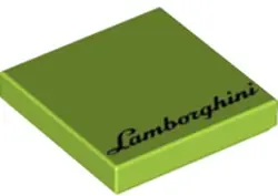 Lime Tile 2 x 2 with 'Lamborghini' Pattern