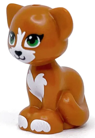 Dark Orange Cat, Friends Style, Sitting with Green Eyes, Black Nose and White Patches and Paws Patte