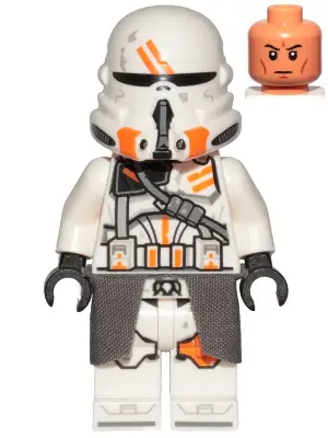 Clone Airborne Trooper, 212th Attack Battalion (Phase 2) - White Arms, Dirt Stains, Dark Bluish Gray