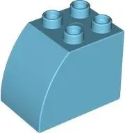 Azure Duplo, Brick 2 x 3 x 2 Slope Curved