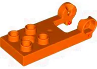 Orange Duplo, Plate 2 x 3 with 4 Studs and Hinge with Red Gaskets