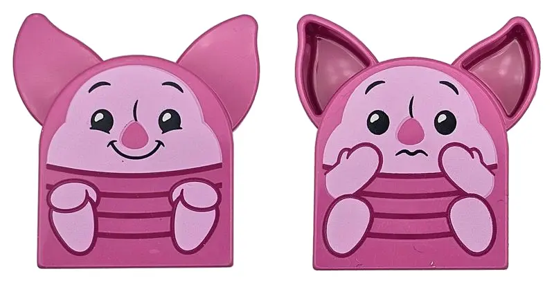 Dark Pink Duplo, Brick 2 x 2 x 2 Curved Top with Pointed Ears with Bright Pink Head, Hands and Feet,