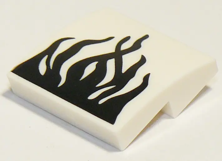 White Slope, Curved 2 x 2 x 2/3 with Black Tendrils Pattern