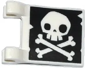 White Flag 2 x 2 Square with Skull and Crossbones with No Lower Jaw on Black Background Pattern on B