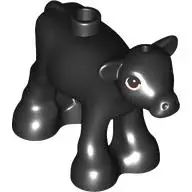 Black Cow, Friends Style, Baby Calf with Reddish Brown and White Eyes Pattern