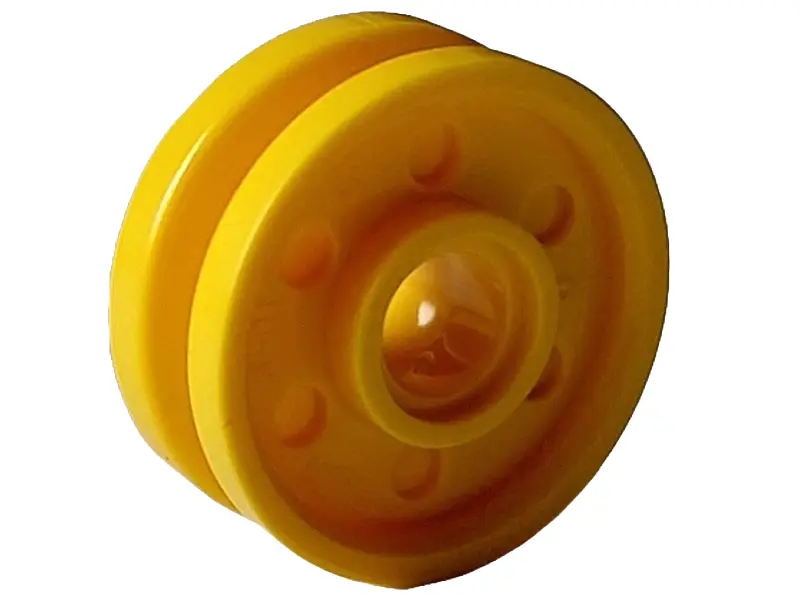 Yellow Wheel 18mm D. x  8mm with Fake Bolts and Deep Spokes with Inner Ring