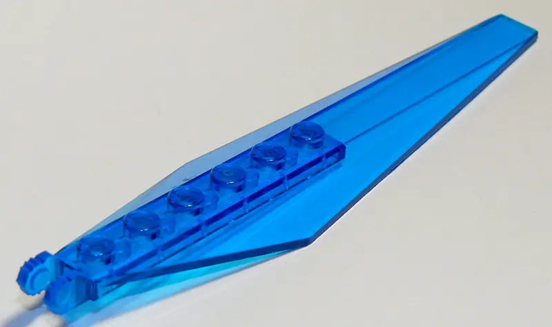 Trans-Dark Blue Hinge Plate 3 x 12 with Angled Side Extensions and Tapered Ends