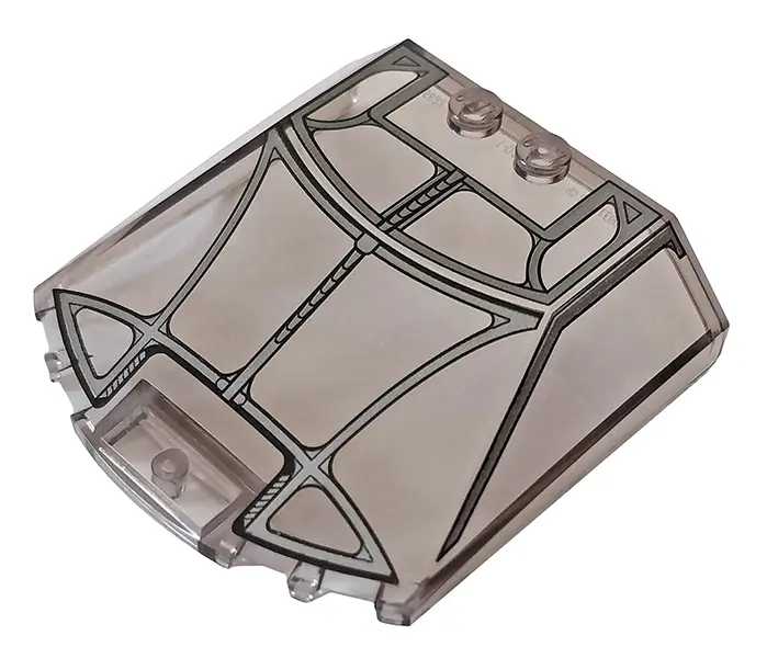 Trans-Brown Windscreen 6 x 6 x 1 1/3 Straight Sides with Silver Window Frame Outline Pattern