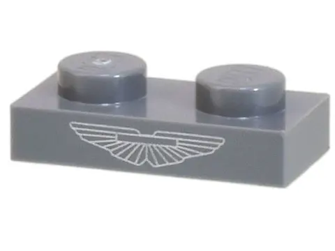 Dark Bluish Gray Plate 1 x 2 with Silver Aston Martin Logo Pattern