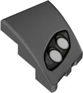 Dark Bluish Gray Wedge 3 x 2 Left No Studs with Aston Martin Car Headlight, Silver Lines, 2 White Bu
