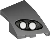 Dark Bluish Gray Wedge 3 x 2 Right No Studs with Aston Martin Car Headlight, Silver Lines, 2 White B