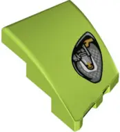 Lime Wedge 3 x 2 Left No Studs with Aston Martin Car Headlight, Silver Checkered and Casing, Gold Bu