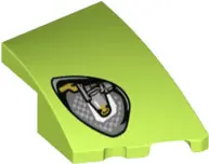 Lime Wedge 3 x 2 Right No Studs with Aston Martin Car Headlight, Silver Checkered and Casing, Gold B