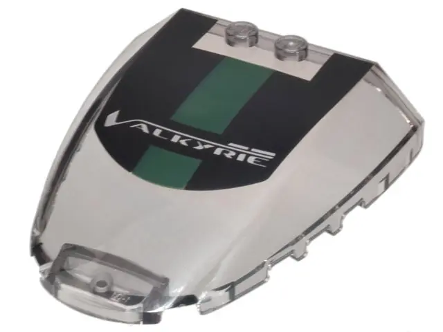 Trans-Brown Windscreen 6 x 7 x 1 1/3 with Black Roof and Dark Green Stripe, 'VALKYRIE' Logo Decal Pa