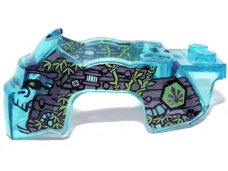 Trans-Light Blue Flywheel Fairing Gorilla Shape with Silver Markings and Leaves Pattern