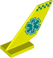 Neon Yellow Tail Shuttle with Dark Turquoise EMT Star of Life and Checkered Stripe Pattern on Both S