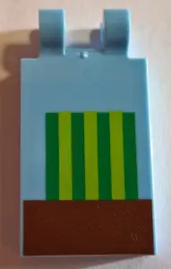 Bright Light Blue Tile, Modified 2 x 3 with 2 Clips with Minecraft Melon Pattern