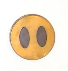 Pearl Gold Tile, Round 2 x 2 with Bottom Stud Holder with Dark Brown Ovals Pattern