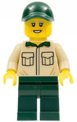 Park Worker, Male with Tan Shirt with Pockets, Dark Green Legs and Cap