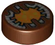 Reddish Brown Tile, Round 1 x 1 with Orange and Silver SW TT-8L/Y7 Gatekeeper Droid Electronic Eye w