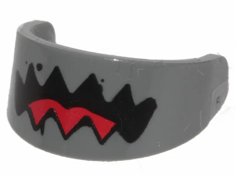 Dark Bluish Gray Minifigure, Visor Standard with Black Jaws and Red Tongue Pattern