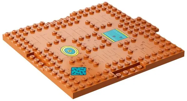 Medium Nougat Brick, Modified 16 x 16 x 2/3 with 1 x 4 Indentations and 1 x 4 Plate with Wood Grain,