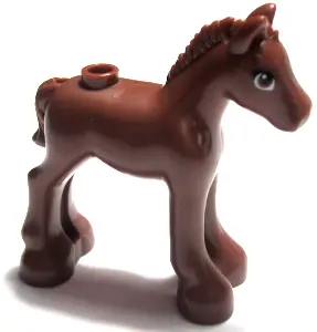 Reddish Brown Horse, Friends Style, Baby Foal with Black, White and Reddish Brown Eyes with Double E
