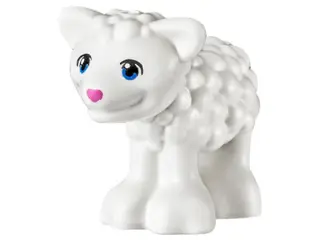 White Lamb, Friends Style with Blue Eyes and Dark Pink Nose Pattern