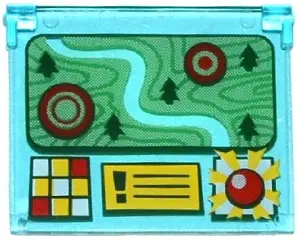 Trans-Light Blue Glass for Window 1 x 4 x 3 - Opening with Terrain Map with Trees and Targets and Bu