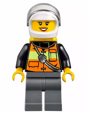 Fire - Reflective Stripe Vest with Pockets and Shoulder Strap, White Helmet, Yellow Air Tanks, Peach