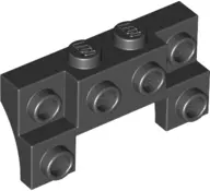 Black Brick, Modified 2 x 4 - 1 x 4 with 2 Recessed Studs and Thin Side Arches