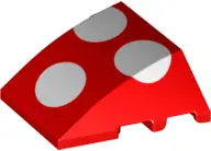 Red Wedge 4 x 3 Triple Curved No Studs with Three White Polka Dots Pattern