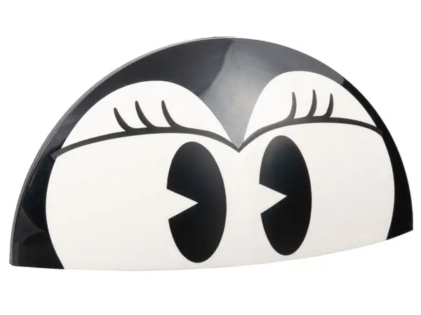 White Brick, Round 5 x 10 x 1 2/3 Dome Half with Black Eyes and Eyelashes Pattern (Minnie Mouse)