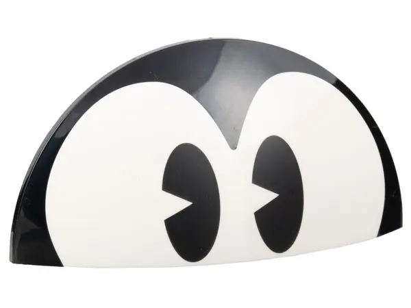 White Brick, Round 5 x 10 x 1 2/3 Dome Half with Black Eyes Pattern (Mickey Mouse)