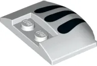 White Wedge 3 x 4 x 2/3 Triple Curved with Three Black Lines Comma Claw Pattern