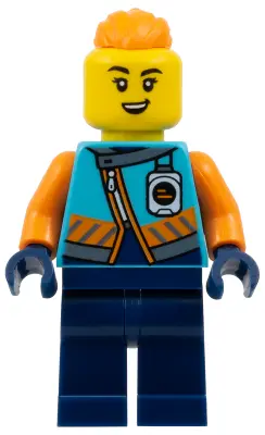 Explorer - Female, Medium Azure Jacket, Name Badge, Orange Topknot Braid Hair