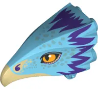 Medium Azure Bird Head Jaw Upper with Dark Tan Beak and Purple Feathers Pattern (Occamy)
