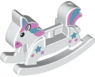 White Duplo Rocking Horse with Stars and Horn Pattern (Unicorn)