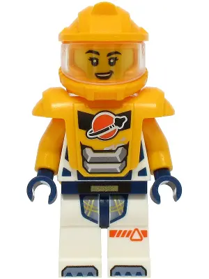 Astronaut - Female, White Spacesuit with Bright Light Orange Arms, Bright Light Orange Helmet, Trans